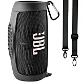 Silicone Case Cover for JBL Charge 5 Portable Bluetooth Speaker, Travel Gel Soft Skin,Waterproof Rubber Carrying Pouch with Strap(Black)