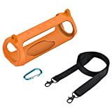 Oriolus Silicone Case for JBL Charge 5 Portable Bluetooth Speaker with Shoulder Strap and Carabiner (Orange)