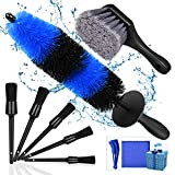 Kohree 9Pcs Wheel Tire Brush Set for Cleaning Wheels, Detail Car Wash Wheel Cleaner Rim Brushes Kit for Washing Tires Vehicle Auto Engine