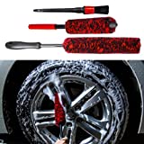 bzczh Woolie Wheel Brushes for Cleaning Wheels Set (3 Pack) - 1x Synthetic Wool Car Rim Cleaning Brushes, 1x Small Soft Wool Brush and 1x Car Detail Brush,Tire Woolies