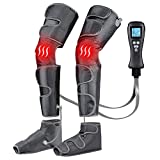 Leg Massager with Air Compression for Circulation & Muscles Relaxation, 2 Heat Levels Function, Feet Calf Thigh Massage Sequential Massager Device with Handheld Controller, 4 Modes 4 Intensities