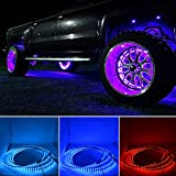 Safego RGB Wheel Ring Lights 4Pcs 15.5inch 288LEDs Multiple Dream Color Rim Lights Tire Lights Controlled By Remote and Blue-Tooth wheel lights Compatible with Most Cars, Trucks, SUV ATV (Single Side)