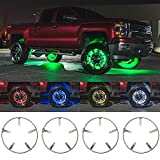 LEDGlow 4pc 17" Million Color LED Wheel Ring Accent Light Kit- Fits Wheels with 16.5" Brakes - Heavy-Duty & Versatile Design - Waterproof Strip - Includes Control Box & Wireless Remote