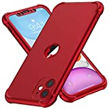 ORETECH Designed for iPhone 11 Case, with[2 x Tempered Glass Screen Protector] 360° Full Body Heavy Duty Shockproof Protection Cover Hard PC Soft Rubber Silicone for iPhone 11 (2019) - 6.1''- Red
