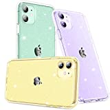 CASEKOO Clear Glitter for iPhone 11 Case, [Not Yellowing] [Military Grade Drop Tested] Bling Protective Shockproof Sparkle Phone Case Cute Slim Thin Cover for Women Girls (6.1'') 2019 -Clear Glitter