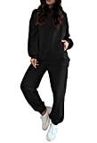 Fixmatti Womens Matching Sweatshirt and Jogger Set Hoodie Sweatpants Sport Outfits Sweatsuits Black L