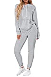 Fixmatti Sweatsuit Pullover Hoodie Top Sweatpants 2 Piece Matching Set Women Clothing S