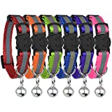 Upgraded Version - Reflective Cat Collar with Bell, Set of 6, Solid & Safe Collars for Cats, Nylon, Kitty Collars, Pet Collar, Breakaway Cat Collar, Free Replacement (6-Pack)