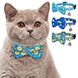 Cat Collars, Kitten Collar, Breakaway Cat Collar, Cat Collar with Bells, Cat Collar with Bow Tie, Cat Collars for Girl Male Cats, Kitten Collar with Bell, Personalized Kitty Pet Cat Collar, 3 Pack