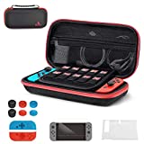 NexiGo Switch Carrying Case and Accessories Kit for Nintendo Switch, 11 in 1 Switch Game Storage Accessories, Joycon Grip, Screen Protector, Joy-Con Silicone Case, Thumb Grips Caps (Black)