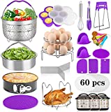 Aiduy 23 Pieces Accessories for Instant Pot 6,8 Qt, Pressure Cooker Accessories Set - 2 Steamer Baskets, Springform Pan, Stackable Egg Steamer Rack, Egg Bites Mold, 60 Pcs Parchment Paper