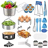 20 Pcs Accessories Set For Instant Pot, Fungun Accessories Compatible With 5,6,8 Qt Instant Pot, 2 Steamer Baskets, Springform Pan, Egg Rack, Egg Mold, Oven Mitts,100 Pcs Cake Baking Papers, And More