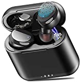 TOZO T6 True Wireless Earbuds Bluetooth Headphones Touch Control with Wireless Charging Case IPX8 Waterproof Stereo Earphones in-Ear Built-in Mic Headset Premium Deep Bass for Sport Black