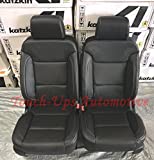 Katzkin Black Leather Seat Covers for 2016 2017 2018 Chevrolet Silverado Crew Cab LT