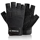 Aihoye Workout Gloves for Men and Women,Half-Finger Exercise Gloves,Weightlifting Fitness Gloves,Outdoor Sports Training Gloves, Non-Slip Wear-Resistant, Full Palm Protective(Black, L)