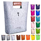 AGAPASS Bible Bag, Bible Carrying Case, Felt Bible Tote, Church Bag, Hollowed Cross Design Bible Covers, Felt Bible Carrying Tote for Women Men Bible Study Case, Christian Gift