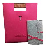 FREEALIVE Bible Cover, Bible Carrying Case,Church Bag,Christian Bible Tote Bag for Women Men Girls , Carved Cross Holy Bible Bag,Felt Tote Church Bible Study Case,Christian Gift