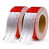 LEORAY Reflective Tapes 2" X 200 FT DOT-C2 Waterproof Red and White Adhesive Reflector Tape for Trailer Cars Trucks Outdoor