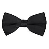 Men's Solid Color Clip On Bow Tie (Black)