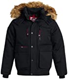CANADA WEATHER GEAR Mens Winter Coats - Heavyweight Bomber Parka Jacket with Faux Fur Hood, Size X-Large, Jet Black
