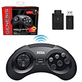 Retro-Bit Sega Genesis Plug & Play Console 2.4 Ghz Wireless Controller for Sega Genesis Original/Mini, Switch, PC, Mac - Includes Controller, 2 Receivers & Storage Case (Black)