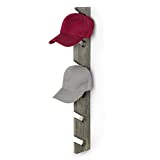 MyGift Baseball Cap Organizer, Barnwood Gray Wood Wall Mounted 6-Slot Baseball Hat Display Rack