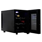 Koolatron 6 Bottle Wine Cooler, Black, Thermoelectric Wine Fridge, 0.65 cu. ft. (16L), Freestanding Wine Cellar, Red, White and Sparkling Wine Storage for Small Kitchen, Apartment, Condo, RV