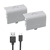 Xbox one Battery Pack White 800mAH (2-Pack) Rechargeable NI-MH for Xbox One S/Xbox One X/Xbox One Elite Wire Charging Cable LED Indicator