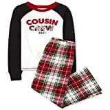 The Children's Place Kids' Holiday Snug Fit Cotton Top and Fleece Pant Pajamas, Cousin Crew 21, Large