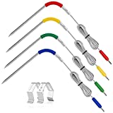 4-Pack Grill Probe Replacement for Weber Igrill 2,Igrill Mini,Igrill 3 with 2 Probe Clip Holders, Weber igrill Replacement Probe Temperature Probe(Blue/Red/Green/Yellow)