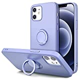 Hython Case for iPhone 12 Case & iPhone 12 Pro Case with Ring Stand, 360 Rotatable Ring Holder Magnetic Kickstand, Shockproof Rubber Protective Phone Case Cover Inner Microfiber Lining, Light Purple