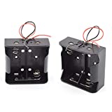 SDTC Tech 2-Pack 2 Slot D Cell Battery Holder 3V D Size Battery Case Box with Wire Leads