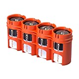 Storacell SLD4ORG by Powerpax SlimLine D Battery Caddy, Orange, Holds 4 Batteries