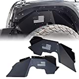 POFENZE Steel Front Inner Fender Liners with US Flag Compatible with Wrangler JK & JKU 2007-2018, Textured Black Powder Coating