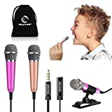 Wootrip [2PCS] Mini Microphone, Mini Karaoke Vocal and Recording Microphone Portable for iPhone ipad Laptop Android-Tiny Microphone Ideal for Kids (Rose Red and Gold)