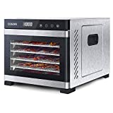 COSORI Food Dehydrator for Jerky, Large Drying Space with 6.48ft, 600W Dehydrated Dryer Machine, 6 Stainless Steel Trays, 48H Timer, 165F Temperature Control, for Herbs, Meat, Fruit, and Yogurt