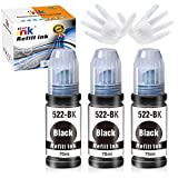 St@r Ink Compatible Ink Bottle Replacement for Epson 522 T522 (Black) Refill for EcoTank Expression ET-2720 ET-2710 ET-4700 ET-1110 Printer, 3 Packs