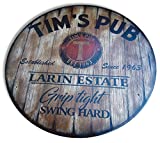 Personalized Table Top Inspired by Old Whiskey & Wine Barrel Lids, Custom Gifts for Men, Rustic Living Room Home Bar Man Cave Wood Furniture, Size 24/30/36/40/42/46 Inch