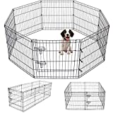 Artmeer Pet Playpen Puppy Playpen Kennels Dog Fence Exercise Pen Gate Fence Foldable Dog Crate 8 Panels 24 Inch Kennels Pen Playpen Options Ideal for Pet Animals Outdoor Indoor (24 Inch)