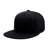CHCHOK.LIDS Flat Bill Visor Classic Snapback Hat Blank Adjustable Brim High Top End Trendy Color Style Plain Tone Baseball Cap (Black)