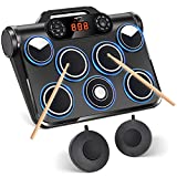 Ingbelle Tabletop Electric Drum Set, Rechargable Digital Electronic Drum Kit with 7 Touch Sensitivity LED Light Pads, Built-in Speakers, Headphones Jack, Ideal Gift for Teens and Adult Beginners