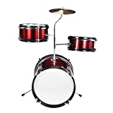 Drum Set w/ 3 Drums Bass Tom Drumsticks Cymbal Throne Stool Kit