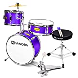 Drum Set 13 Inch, 3 Piece Drums Kit with Snare, Tom, Bass Drum, Bass Drum Pedal, Throne, Cymbals and Drumsticks, Junior Ideal Gift for Beginners by Vangoa
