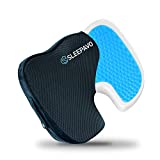 Sleepavo Black Memory Foam Seat Cushion for Office Chair - Cooling Gel Pillow for Sciatica Coccyx Back Tailbone & Lower Back Pain Relief - Chair Pad for Lumbar Support in Office Desk, Car & Airplane