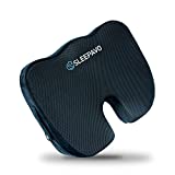 Sleepavo Black Memory Foam Seat Cushion for Office Chair - Pillow for Sciatica, Coccyx, Back, Tailbone & Lower Back Pain Relief - Orthopedic Chair Pad for Lumbar Support in Office Desk, Car & Airplane