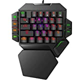 RGB One Handed Mechanical Gaming Keyboard,Colorful Backlit Professional Gaming Keyboard with Wrist Rest Support,USB Wired Single Hand Mechanical Keyboard for Game