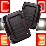 AUDEXEN LED Tail Lights Compatible with Jeep Wrangler JK JKU 2007-2018, Unique C Shaped Design Smoked Lens, 20W Reverse Lights, Built-in EMC, DOT Compliant, 2 PCS