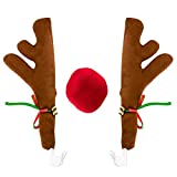 ZATAYE Car Reindeer Antlers & Nose, Auto Window Christmas Roof-Top & Grill Rudolph Reindeer Jingle Bell Car Costume Accessories, Holiday Car Decoration Kit Best for Car SUV Van Truck, Xmas Gift Sets