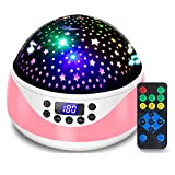 Night Lights for Kids Room, Night Light for Babies with Remote Control, 8 Colors Changing Star Night Light Projector, 360 Degree Rotating Baby Night Light with Timer & Music