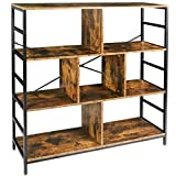 Lavievert 3-Tier Square Bookcase, Free Standing Bookshelf Display Cabinet with 7 Open Storage Shelves Decor Furniture for Living Room, Bedroom, Home Office - Rustic Brown